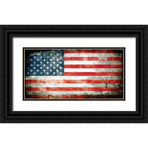 USA 1 Black Ornate Wood Framed Art Print with Double Matting by Robins, John H.