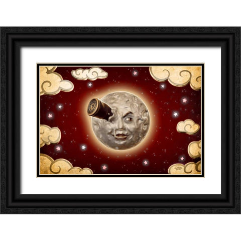 A Trip to the Moon-Red Black Ornate Wood Framed Art Print with Double Matting by Martin, Jose Luis