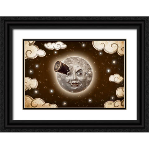 A Trip to the Moon-Sepia Black Ornate Wood Framed Art Print with Double Matting by Martin, Jose Luis