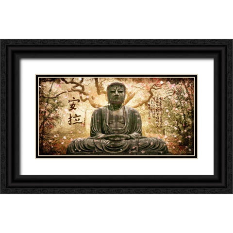 Buddha in tree Black Ornate Wood Framed Art Print with Double Matting by Ferriz, Jose