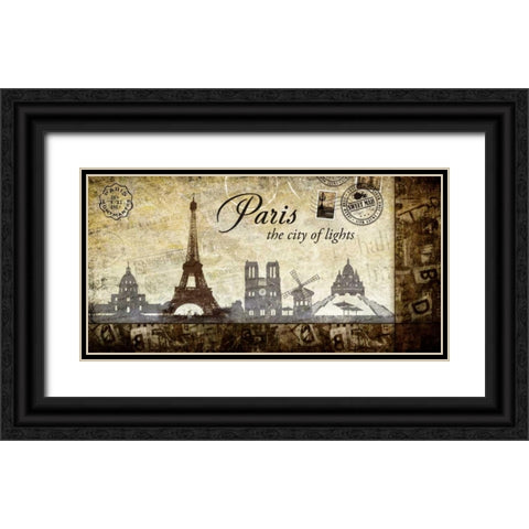 Collage Paris 02 Black Ornate Wood Framed Art Print with Double Matting by Robert, Paul