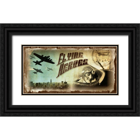 Airplanes vintage Black Ornate Wood Framed Art Print with Double Matting by Robert, Paul