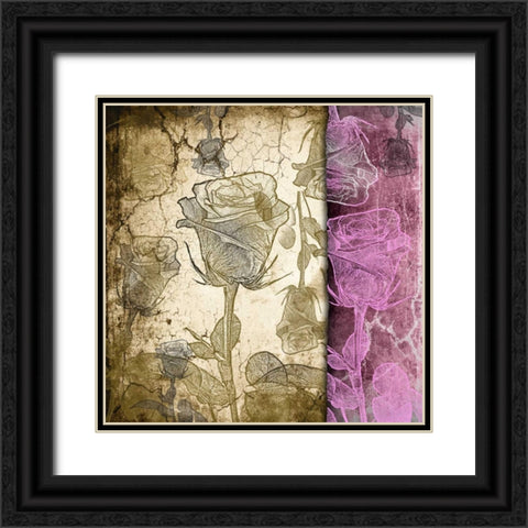Stone and Roses A Black Ornate Wood Framed Art Print with Double Matting by Willow, Susan P.