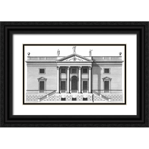 Custom Vintage Facade Blueprint V Black Ornate Wood Framed Art Print with Double Matting by Hulsburgh, H.