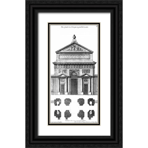 Custom Palace Facade Blueprint I Black Ornate Wood Framed Art Print with Double Matting by Vision Studio