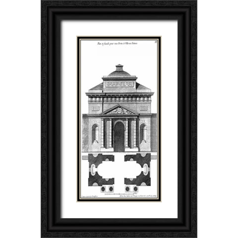 Custom Palace Facade Blueprint II Black Ornate Wood Framed Art Print with Double Matting by Vision Studio