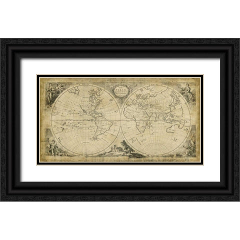 World Discoveries Map Black Ornate Wood Framed Art Print with Double Matting by Jeffreys, T.