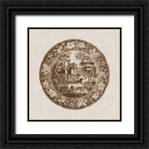 Sepia Transferware I Black Ornate Wood Framed Art Print with Double Matting by Vision Studio