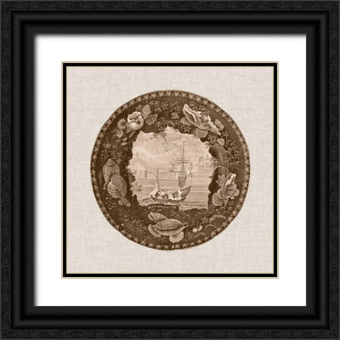 Sepia Transferware III Black Ornate Wood Framed Art Print with Double Matting by Vision Studio
