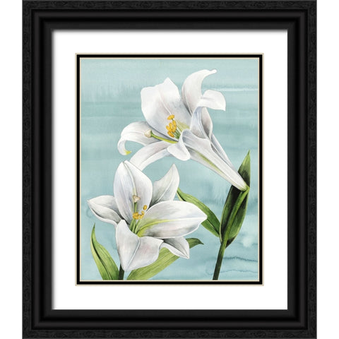 Peaceful Lilies I Black Ornate Wood Framed Art Print with Double Matting by Popp, Grace