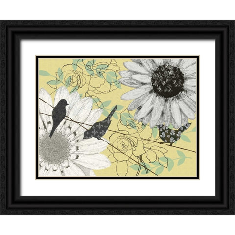 Birds on a Wire I Black Ornate Wood Framed Art Print with Double Matting by Reynolds, Jade