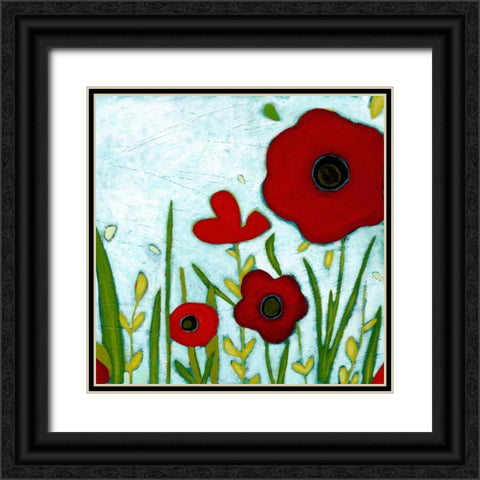 Precious Poppies IV Black Ornate Wood Framed Art Print with Double Matting by Vess, June Erica