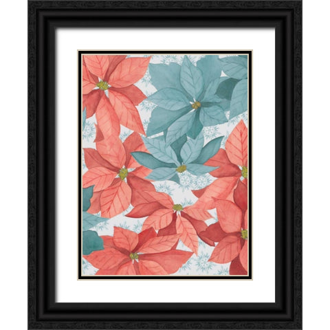 Christmas Poinsettia II Black Ornate Wood Framed Art Print with Double Matting by Popp, Grace