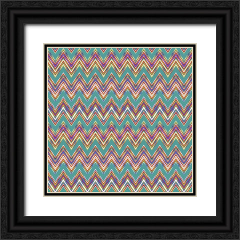 Chevron Waves II Black Ornate Wood Framed Art Print with Double Matting by Hoffman, Katia