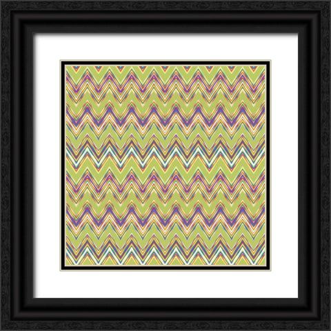Chevron Waves V Black Ornate Wood Framed Art Print with Double Matting by Hoffman, Katia
