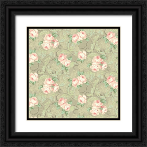 Downton Roses I Black Ornate Wood Framed Art Print with Double Matting by Hoffman, Katia