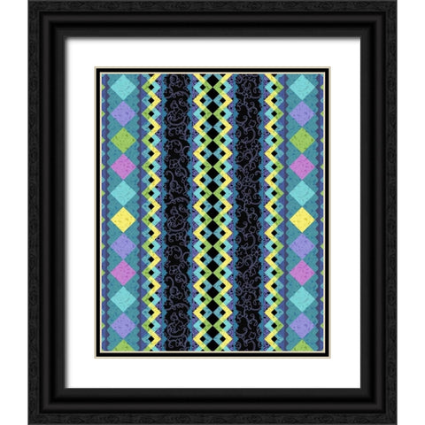 Vintage Stripe II Black Ornate Wood Framed Art Print with Double Matting by Hoffman, Katia