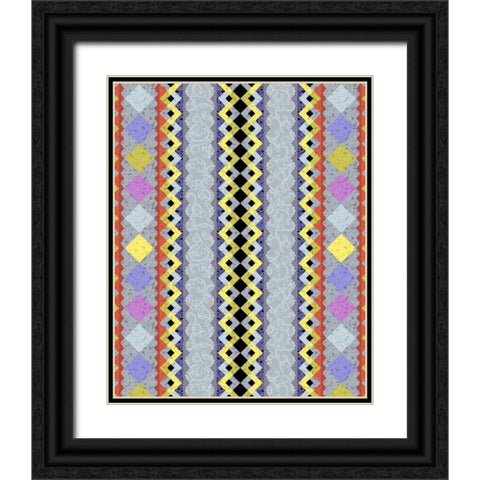 Vintage Stripe III Black Ornate Wood Framed Art Print with Double Matting by Hoffman, Katia