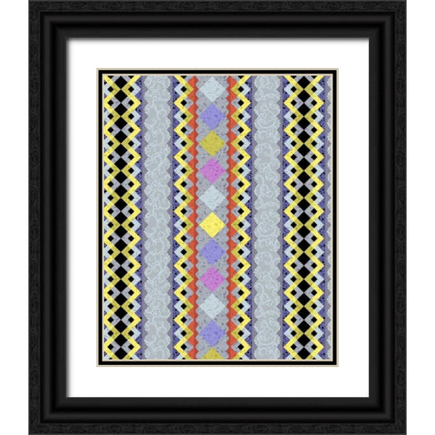 Vintage Stripe IV Black Ornate Wood Framed Art Print with Double Matting by Hoffman, Katia