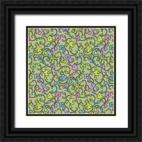 Vintage Calico IV Black Ornate Wood Framed Art Print with Double Matting by Hoffman, Katia