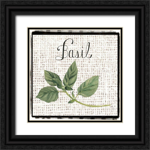 Burlap Herbs V Black Ornate Wood Framed Art Print with Double Matting by Popp, Grace