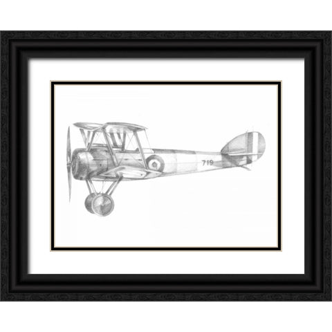 Technical Flight V Black Ornate Wood Framed Art Print with Double Matting by Harper, Ethan