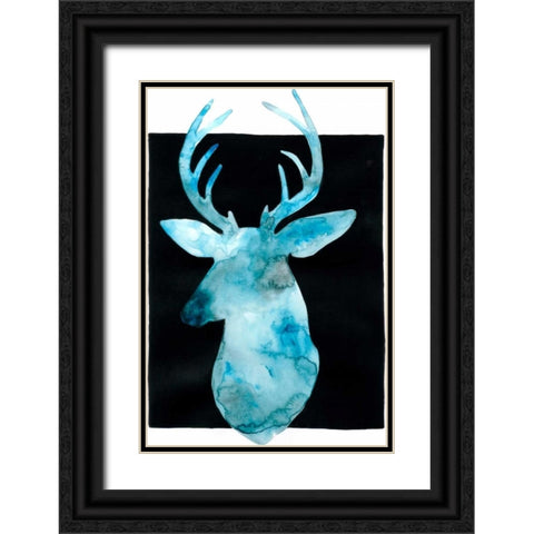 White Tail Bust II Black Ornate Wood Framed Art Print with Double Matting by Popp, Grace