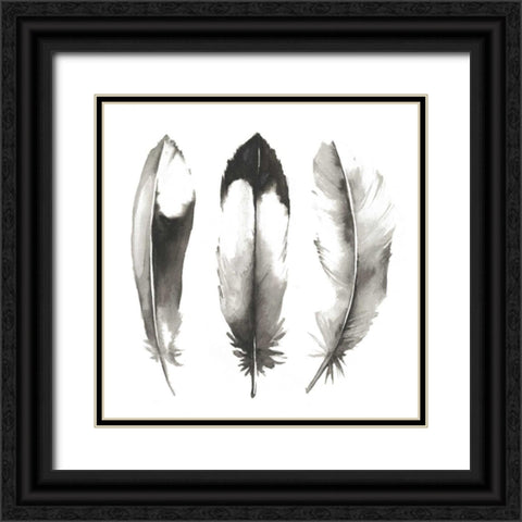 Watercolor Feathers II Black Ornate Wood Framed Art Print with Double Matting by Popp, Grace