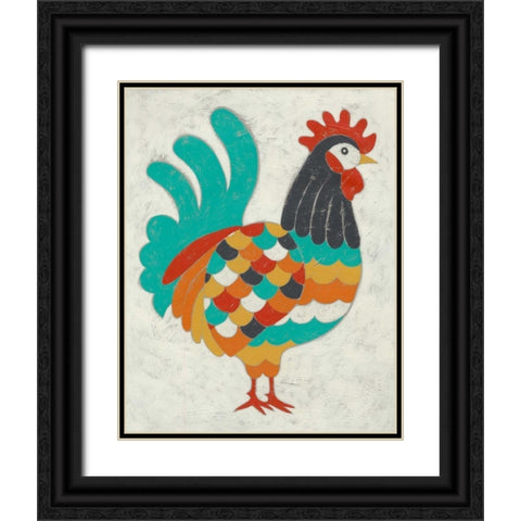 Country Chickens I Black Ornate Wood Framed Art Print with Double Matting by Zarris, Chariklia