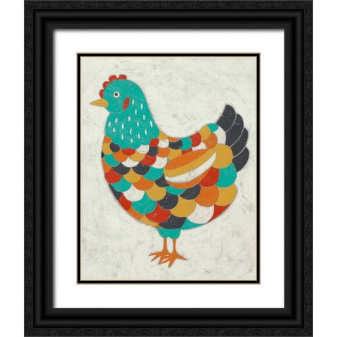 Country Chickens II Black Ornate Wood Framed Art Print with Double Matting by Zarris, Chariklia
