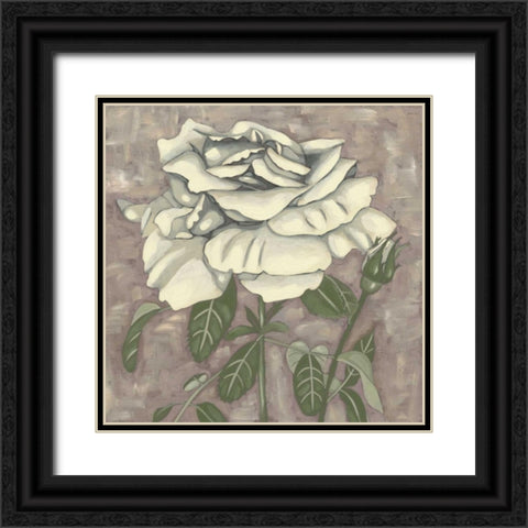 Silver Rose I Black Ornate Wood Framed Art Print with Double Matting by Zarris, Chariklia