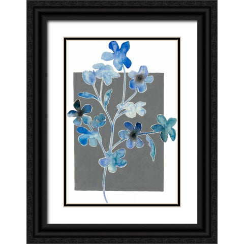Blue Bouquet II Black Ornate Wood Framed Art Print with Double Matting by Popp, Grace