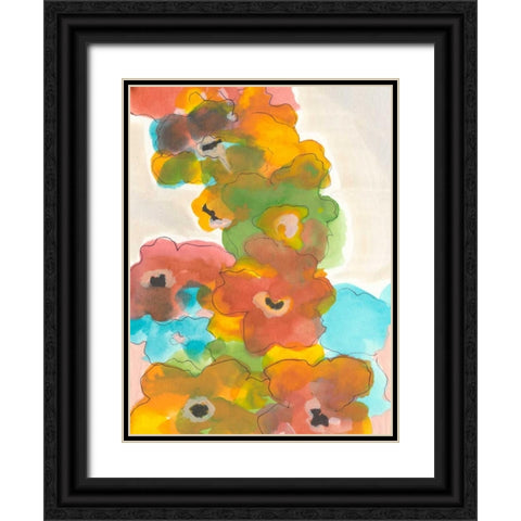 Floral Cascade I Black Ornate Wood Framed Art Print with Double Matting by Fuchs, Jodi