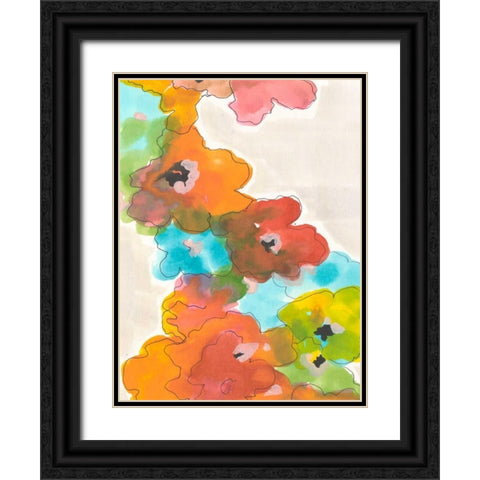 Floral Cascade II Black Ornate Wood Framed Art Print with Double Matting by Fuchs, Jodi