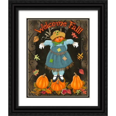 Fall Scarecrow II Black Ornate Wood Framed Art Print with Double Matting by Ditzian, Sue