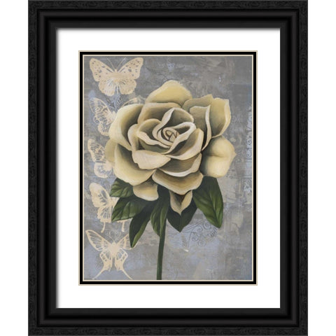 Blissful Gardenia II Black Ornate Wood Framed Art Print with Double Matting by Popp, Grace