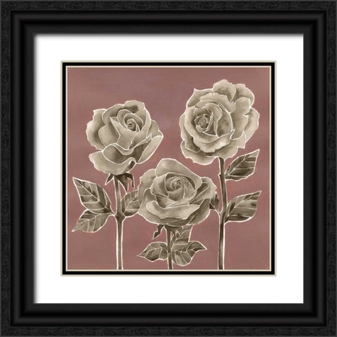Marsala Roses I Black Ornate Wood Framed Art Print with Double Matting by Popp, Grace