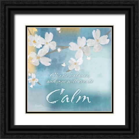 Blue Floral Inspiration IV Black Ornate Wood Framed Art Print with Double Matting by Evelia Designs