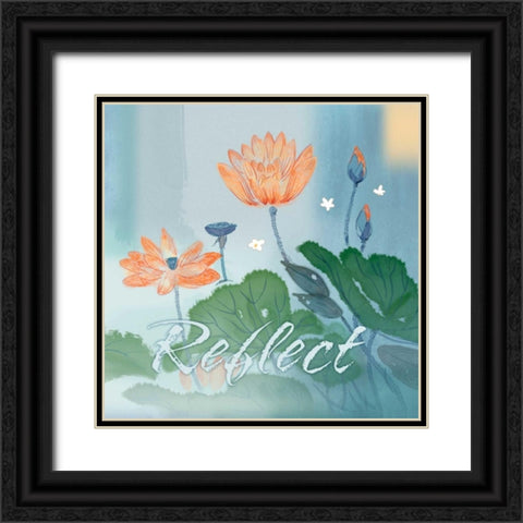 Blue Floral Inspiration V Black Ornate Wood Framed Art Print with Double Matting by Evelia Designs