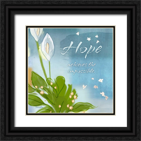 Blue Floral Inspiration IX Black Ornate Wood Framed Art Print with Double Matting by Evelia Designs