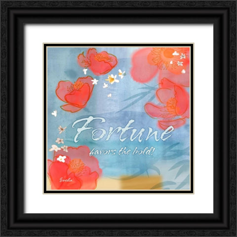 Blue Floral Inspiration X Black Ornate Wood Framed Art Print with Double Matting by Evelia Designs