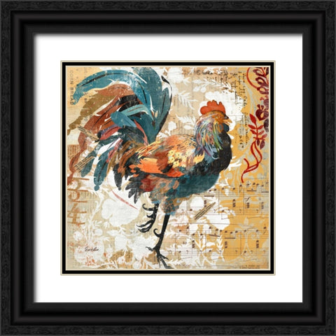 Rooster Flair I Black Ornate Wood Framed Art Print with Double Matting by Evelia Designs