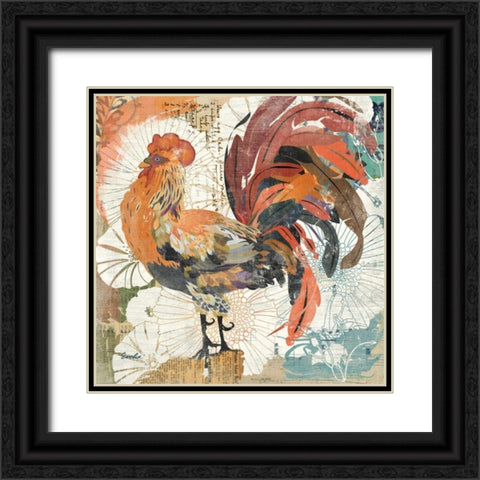 Rooster Flair II Black Ornate Wood Framed Art Print with Double Matting by Evelia Designs