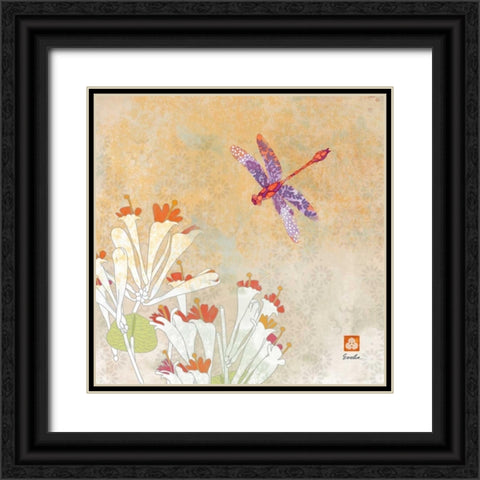 Dragonfly Lustre I Black Ornate Wood Framed Art Print with Double Matting by Evelia Designs