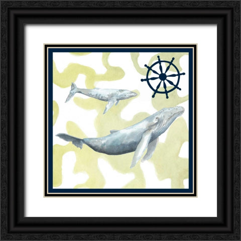 Whale Composition I Black Ornate Wood Framed Art Print with Double Matting by Meagher, Megan