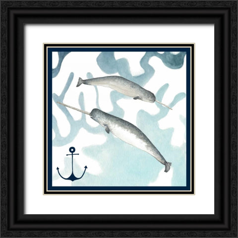 Whale Composition II Black Ornate Wood Framed Art Print with Double Matting by Meagher, Megan
