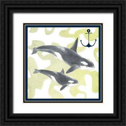 Whale Composition III Black Ornate Wood Framed Art Print with Double Matting by Meagher, Megan