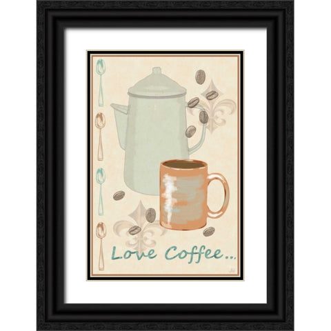 Love Coffee Black Ornate Wood Framed Art Print with Double Matting by Reynolds, Jade