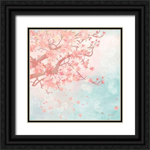 Sweet Cherry Blossoms III Black Ornate Wood Framed Art Print with Double Matting by Evelia Designs