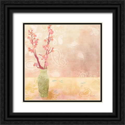 Vase of Cherry Blossoms I Black Ornate Wood Framed Art Print with Double Matting by Evelia Designs